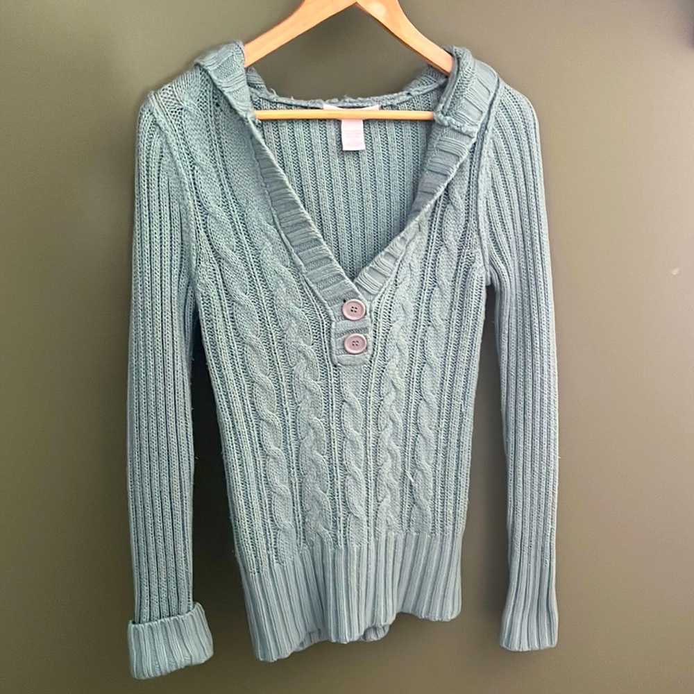 Charlotte Russe knit sweater with hood.